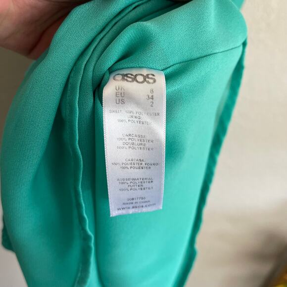 ASOS Green Babydoll Open Back Dress Size 2 - Picture 9 of 9